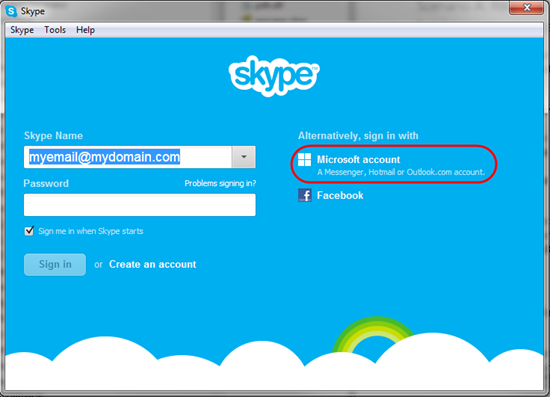 sign up skype without microsoft account
