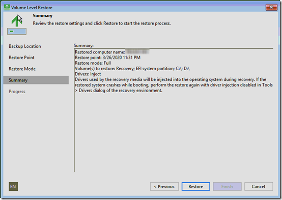 Veeam Restore 3a